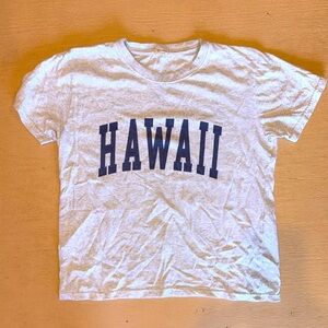 Brandy Melville small/xs heather gray w/ blue font HAWAII t-shirt NWOT